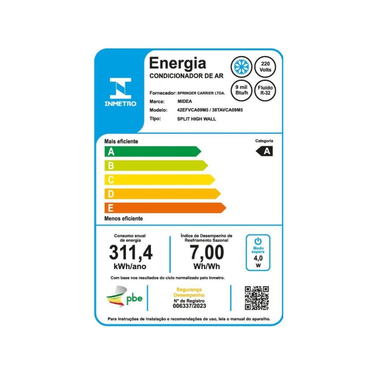 Imagem do produto Ar Condicionado Split Inverter Midea AI AirVolution 9000 BTUs Frio 220V 38TAVCA09M5 Imagem do produto Ar Condicionado Split Inverter Midea AI AirVolution 9000 BTUs Frio 220V 38TAVCA09M5