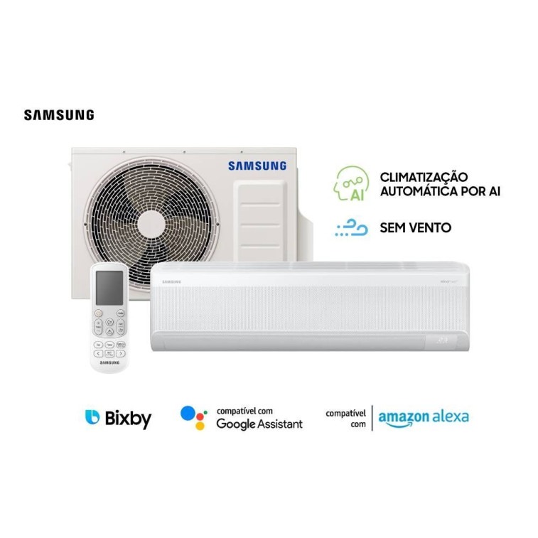 Imagem do produto Ar Condicionado Split Inverter Samsung WindFree AI 24000 BTUs Quente-Frio 220V AR24DXFAAWKXAZ Imagem do produto Ar Condicionado Split Inverter Samsung WindFree AI 24000 BTUs Quente-Frio 220V AR24DXFAAWKXAZ