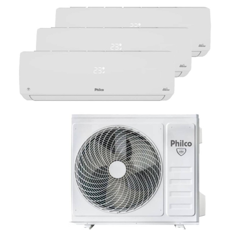 Imagem do produto Ar Condicionado Tri Split Inverter Philco 27000 BTUs (2x9000+1x12000) Quente e Frio 220V PAC27QV Imagem do produto Ar Condicionado Tri Split Inverter Philco 27000 BTUs (2x9000+1x12000) Quente e Frio 220V PAC27QV